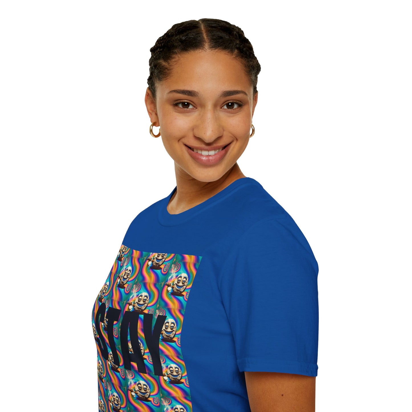 Stay Stoned Unisex Softstyle T-Shirt - Retro Vibe Graphic Tee for Fun Gatherings