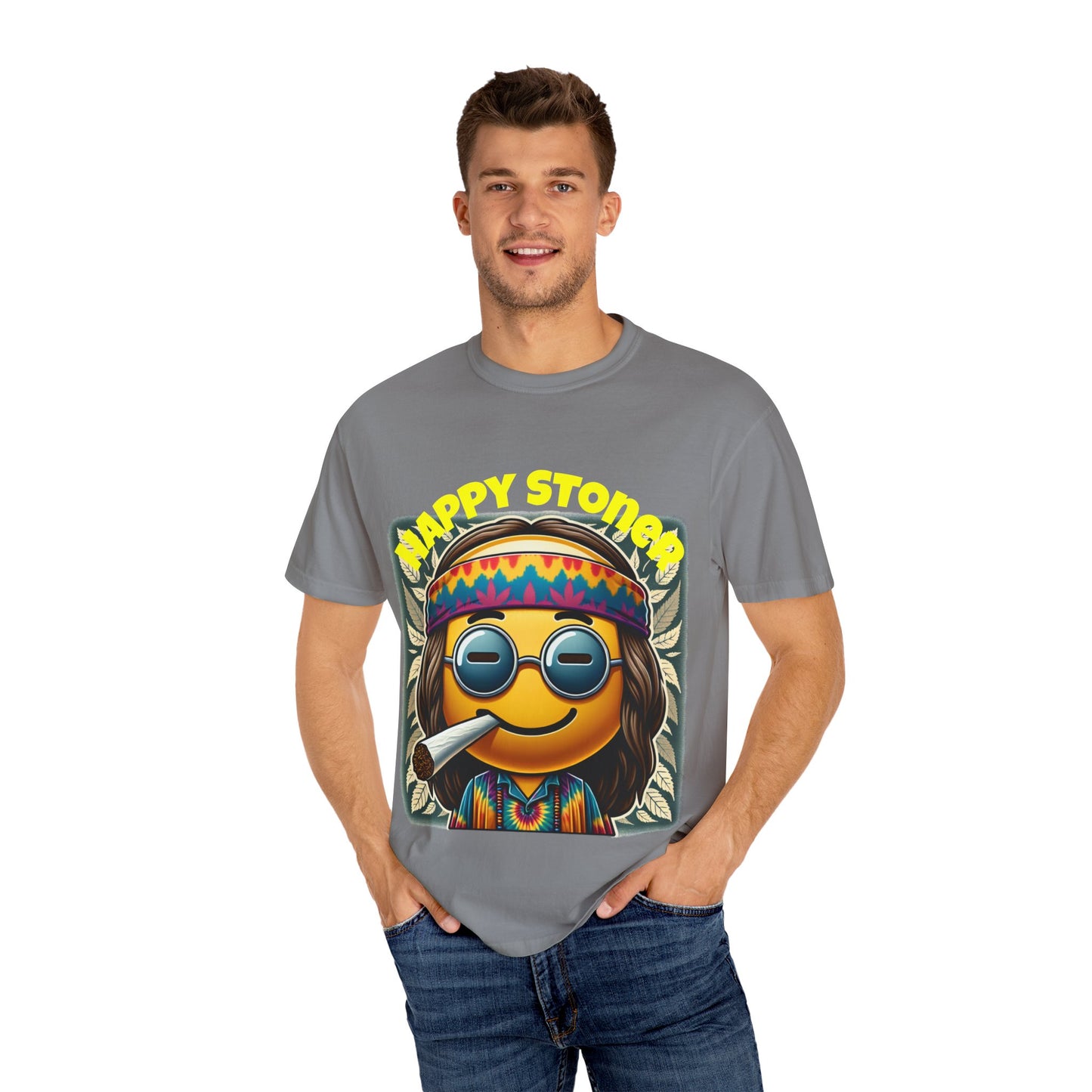 Happy Stoner Unisex Garment-Dyed T-Shirt | Chill Vibe Tee for Budding Enthusiasts