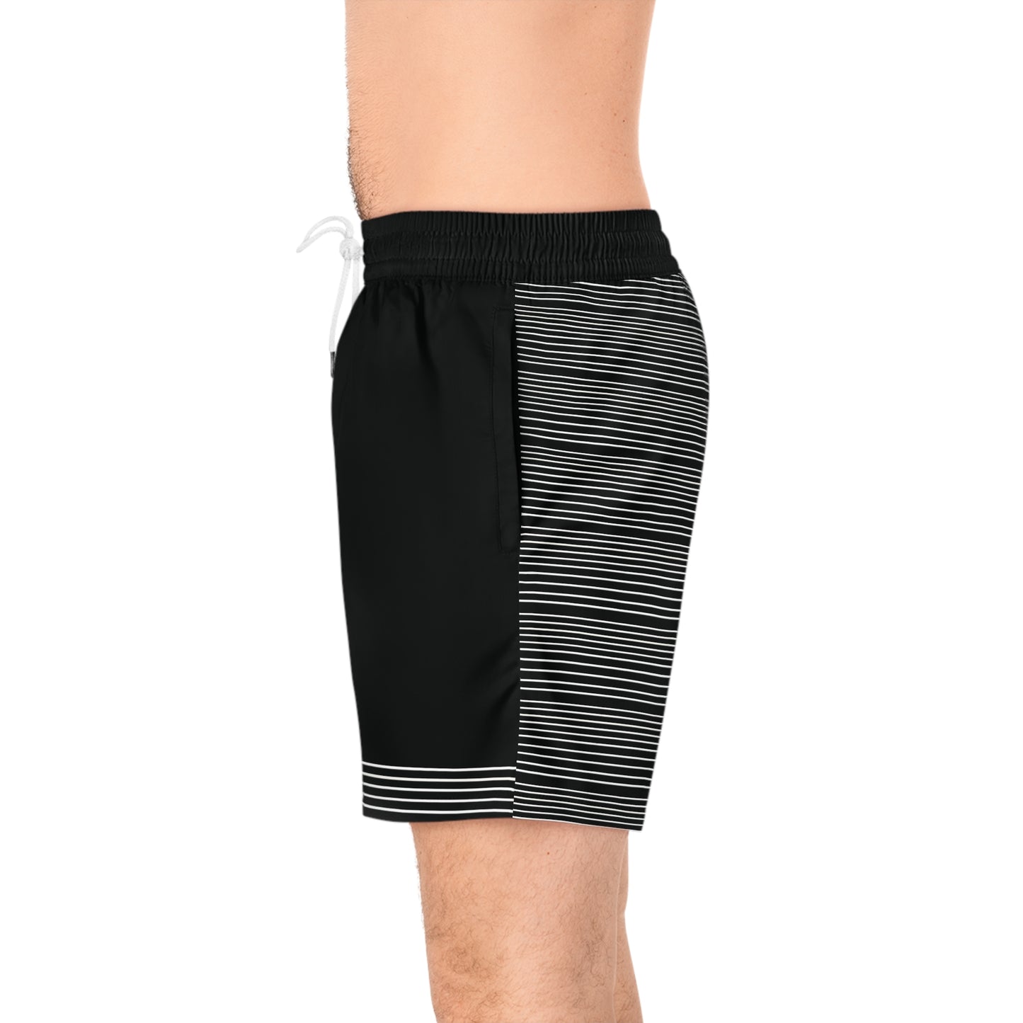 Bussin' Men's Mid-Length Swim Shorts - Stylish Striped Beachwear for Summer Fun