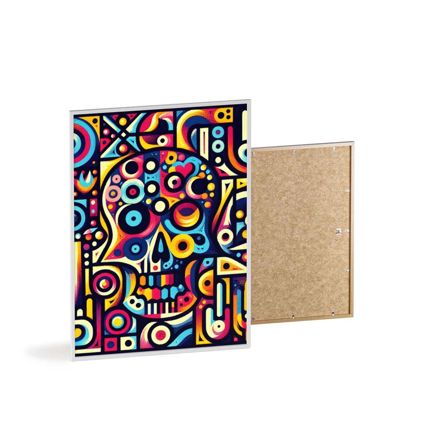 Skull Rock N Roll Posters with Wooden Frame