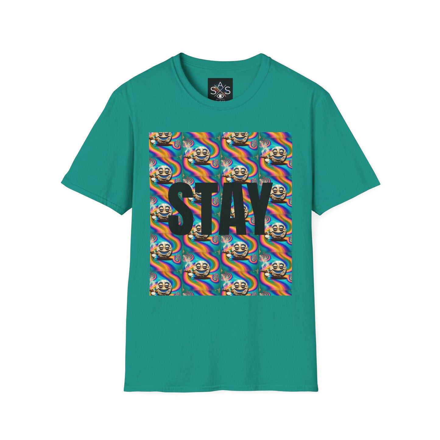 Stay Stoned Unisex Softstyle T-Shirt - Retro Vibe Graphic Tee for Fun Gatherings