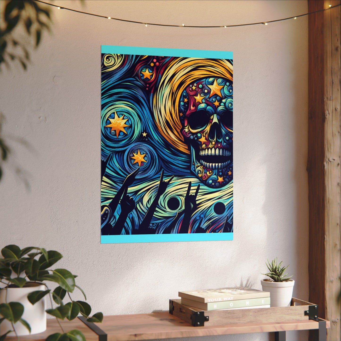 Midnight Rock N Roll Textured Watercolor Matte Posters
