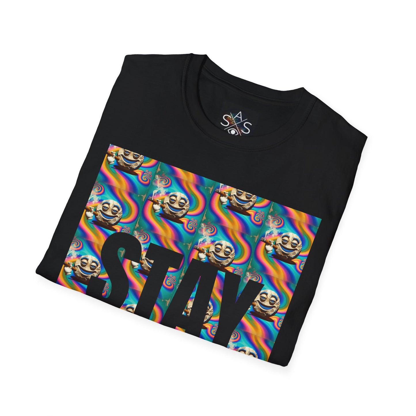 Stay Stoned Unisex Softstyle T-Shirt - Retro Vibe Graphic Tee for Fun Gatherings