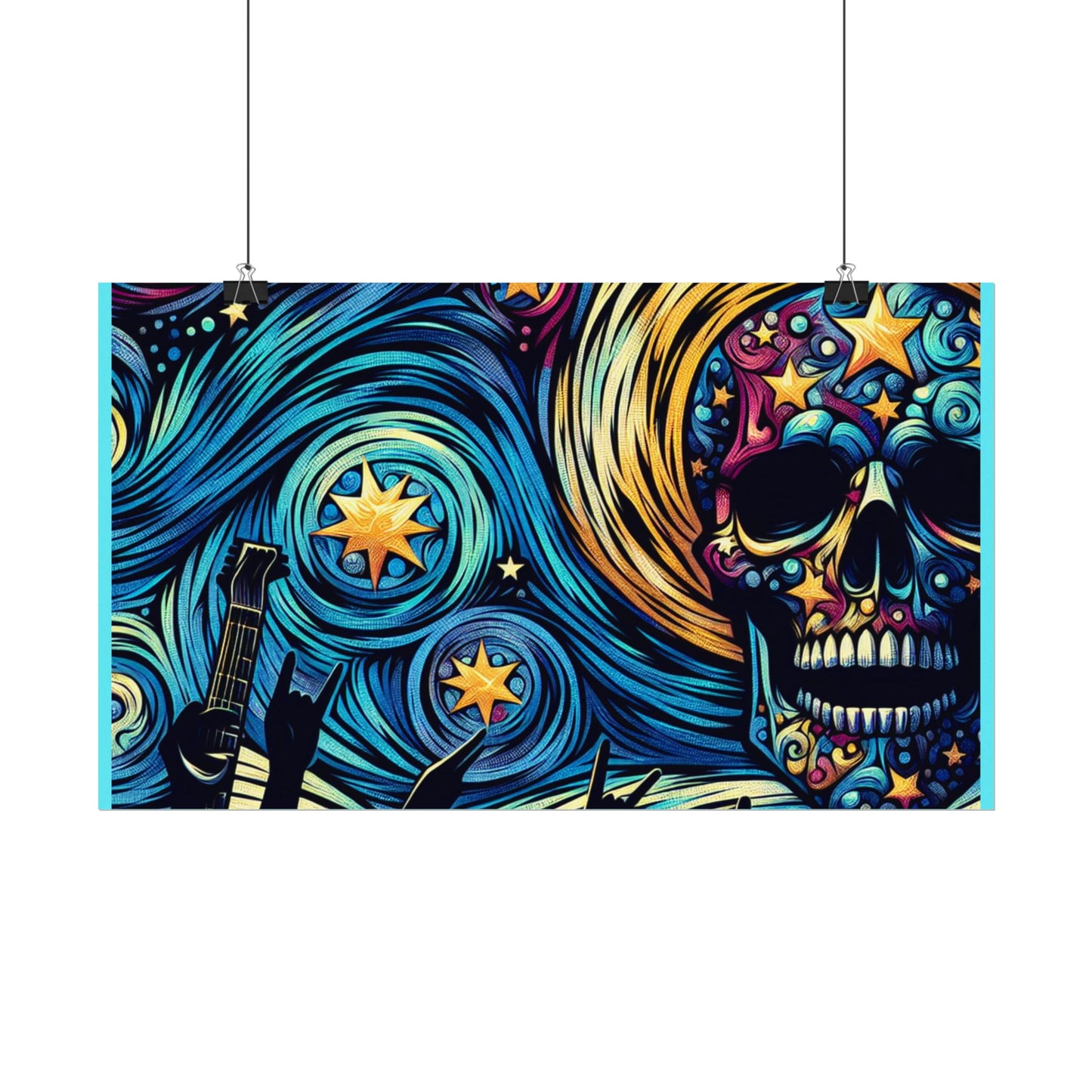 Midnight Rock N Roll Textured Watercolor Matte Posters