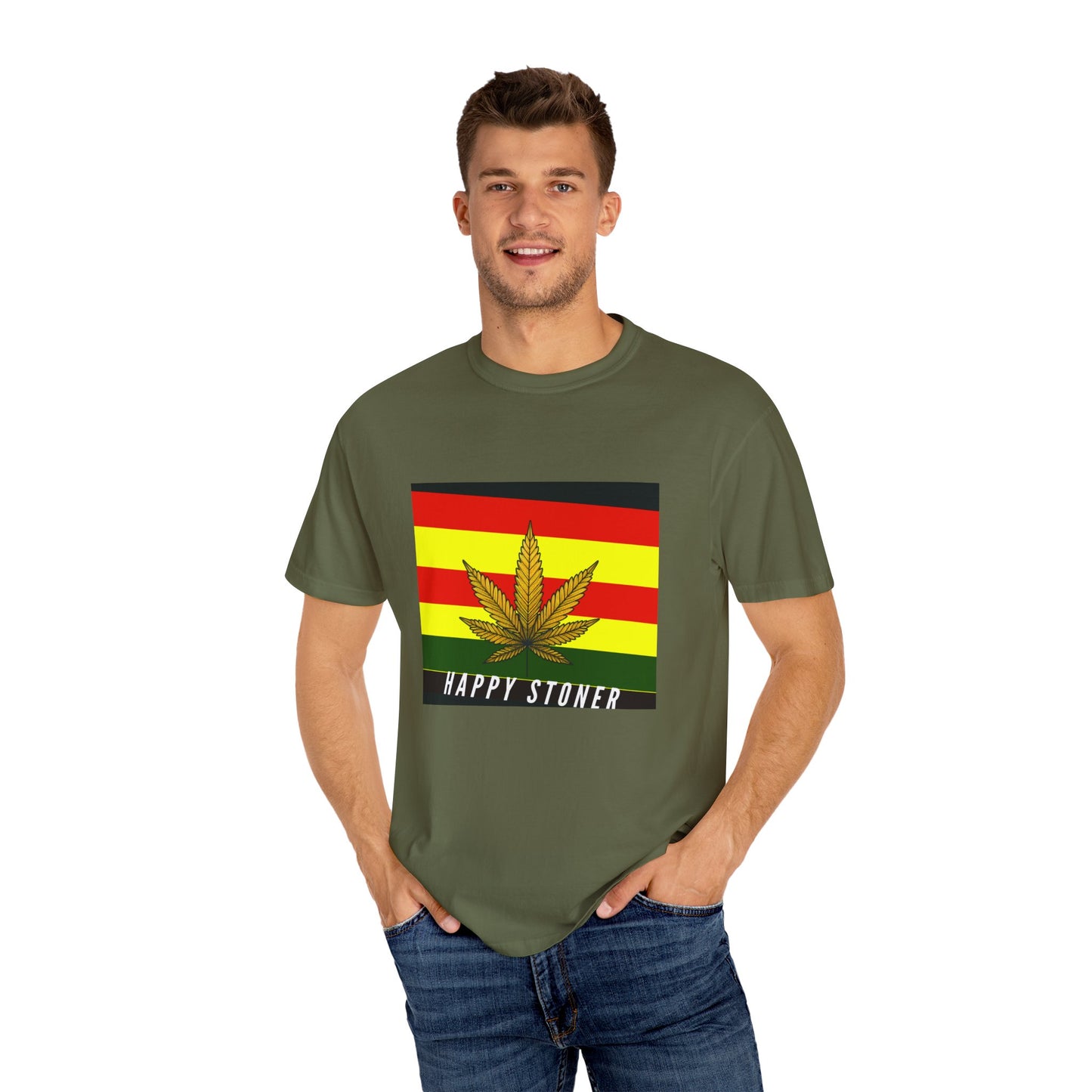 Happy Stoner Unisex Garment-Dyed T-shirt - Chill Vibes for Cannabis Enthusiasts