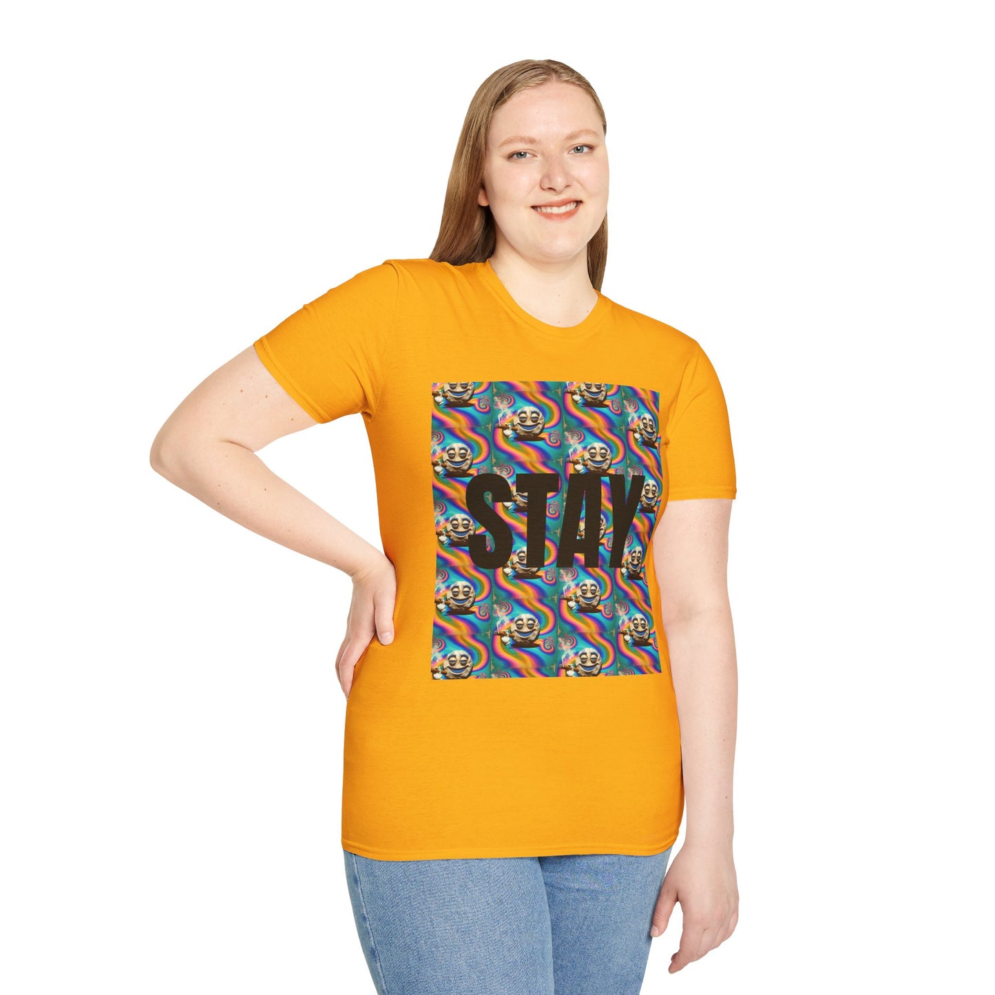 Stay Stoned Unisex Softstyle T-Shirt - Retro Vibe Graphic Tee for Fun Gatherings