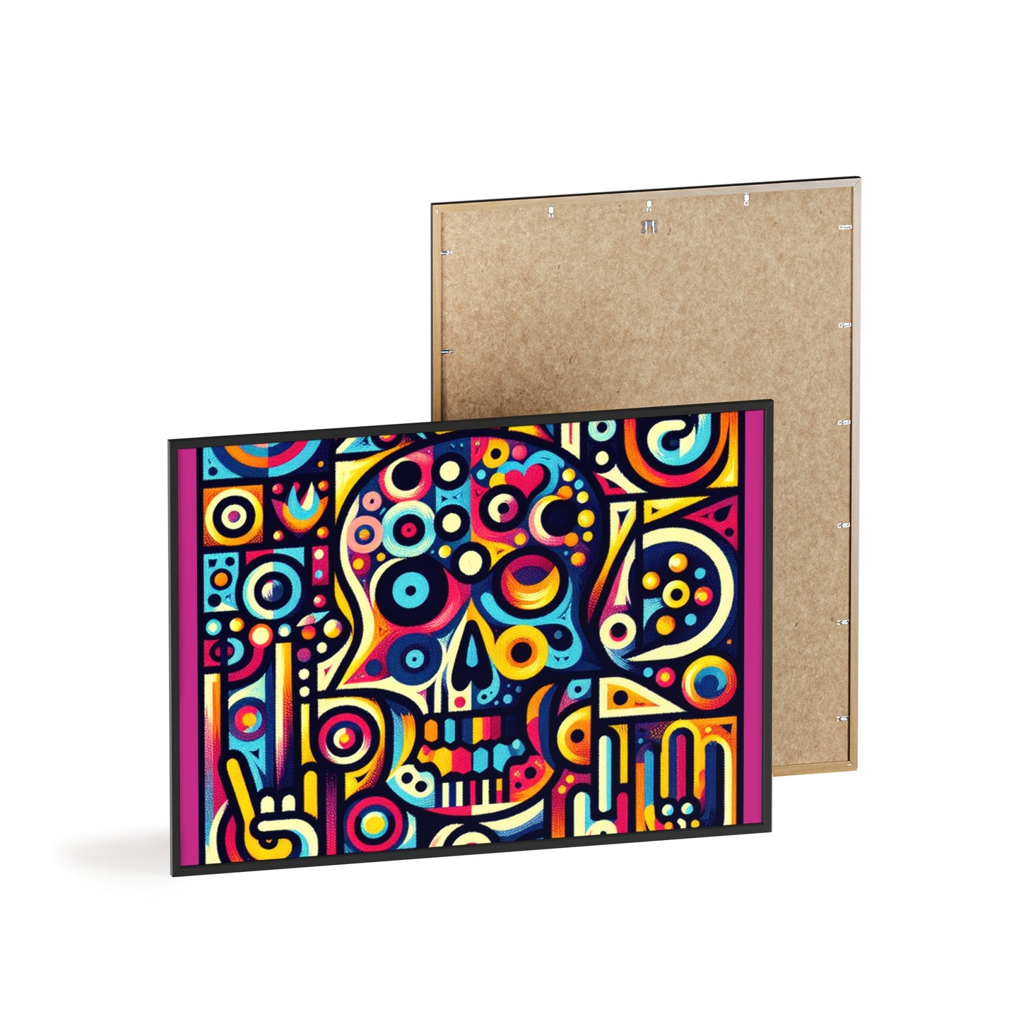 Skull Rock N Roll Posters with Wooden Frame