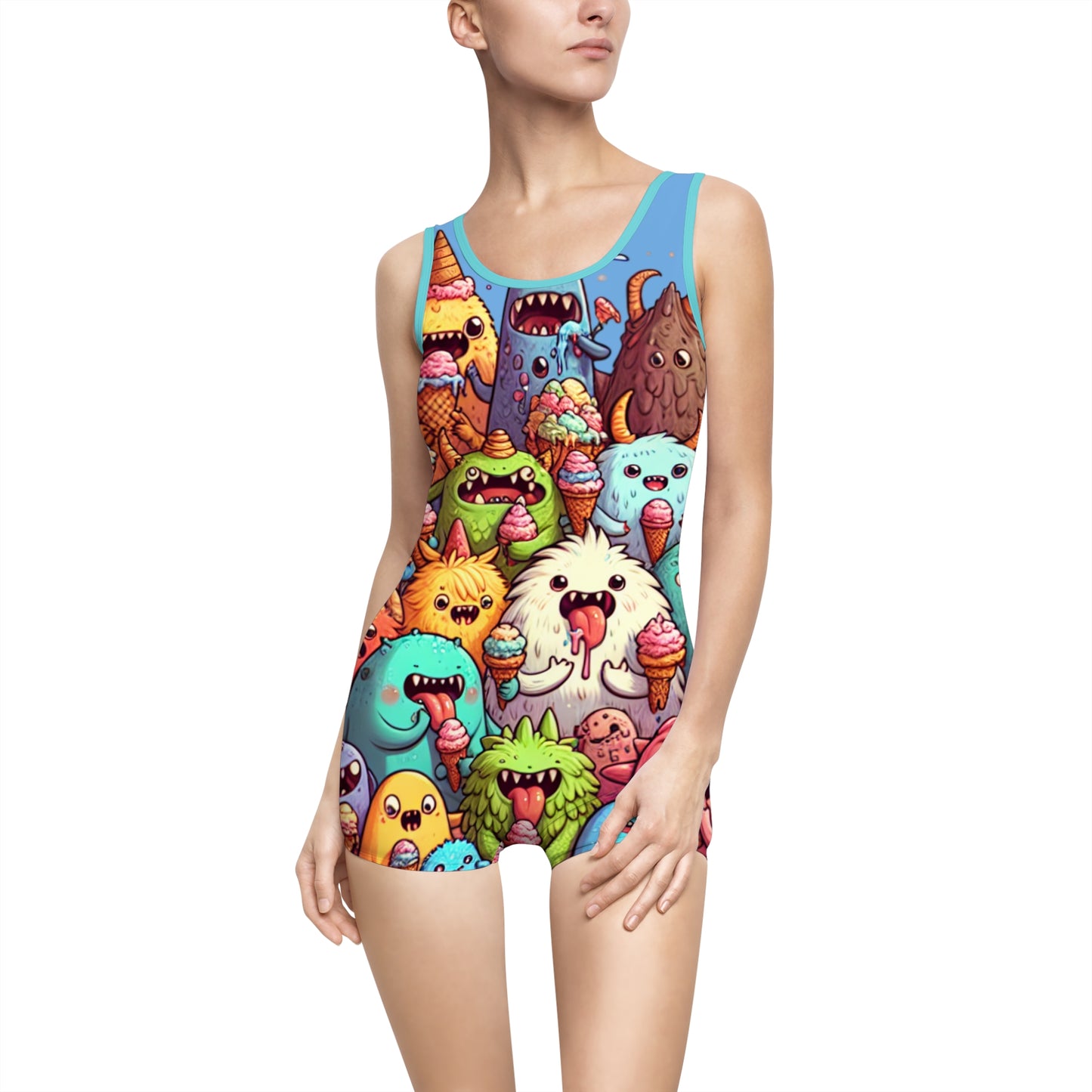 Women's Vintage Ice Cream Monster Swimsuit - Fun Summer Swimwear