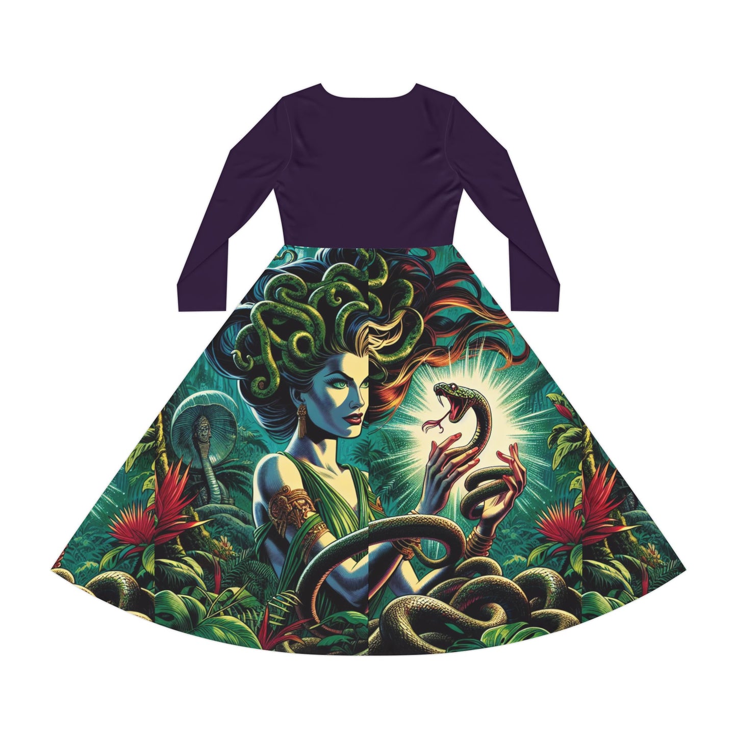 Gothic Women's Long Sleeve Dance Dress (AOP)