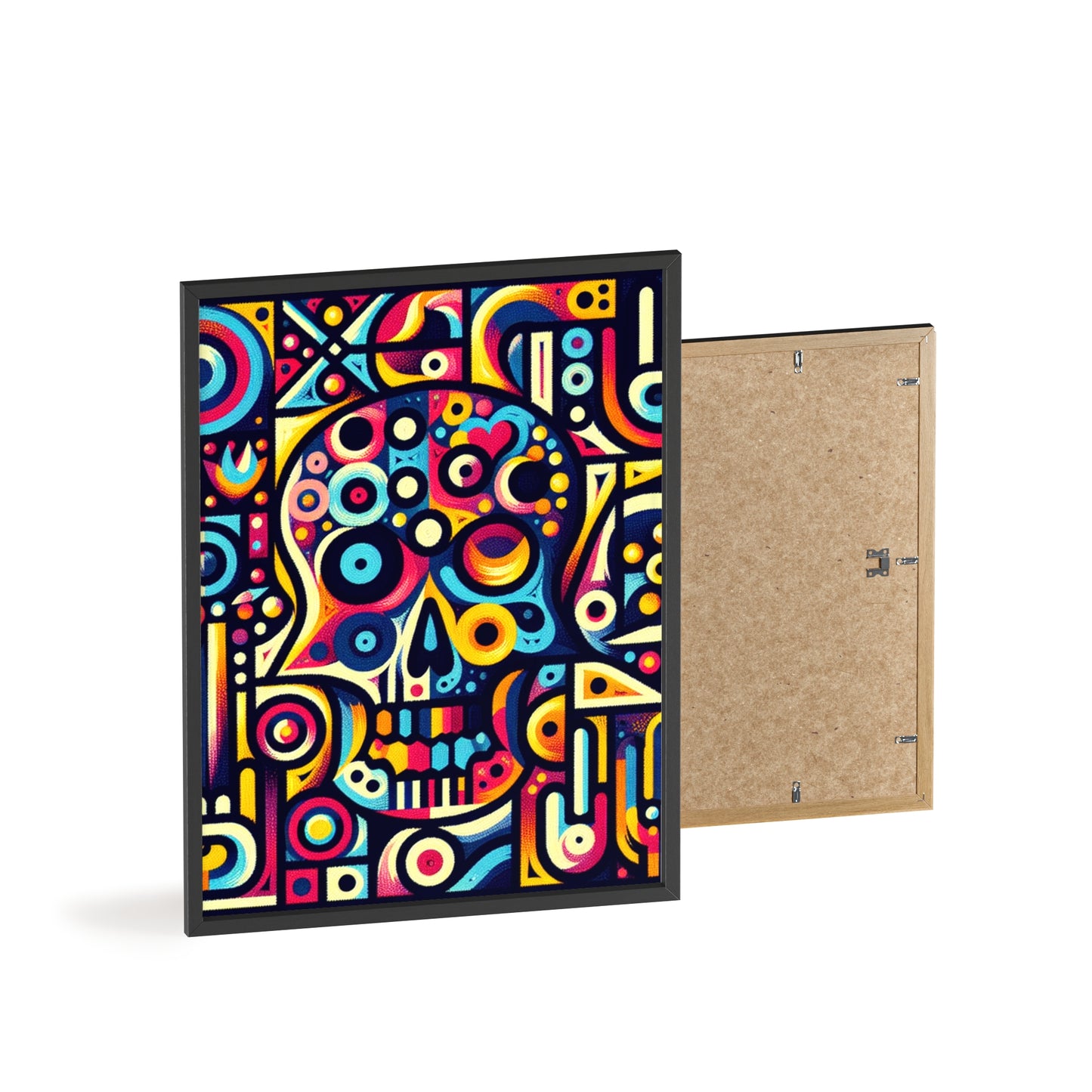 Skull Rock N Roll Posters with Wooden Frame