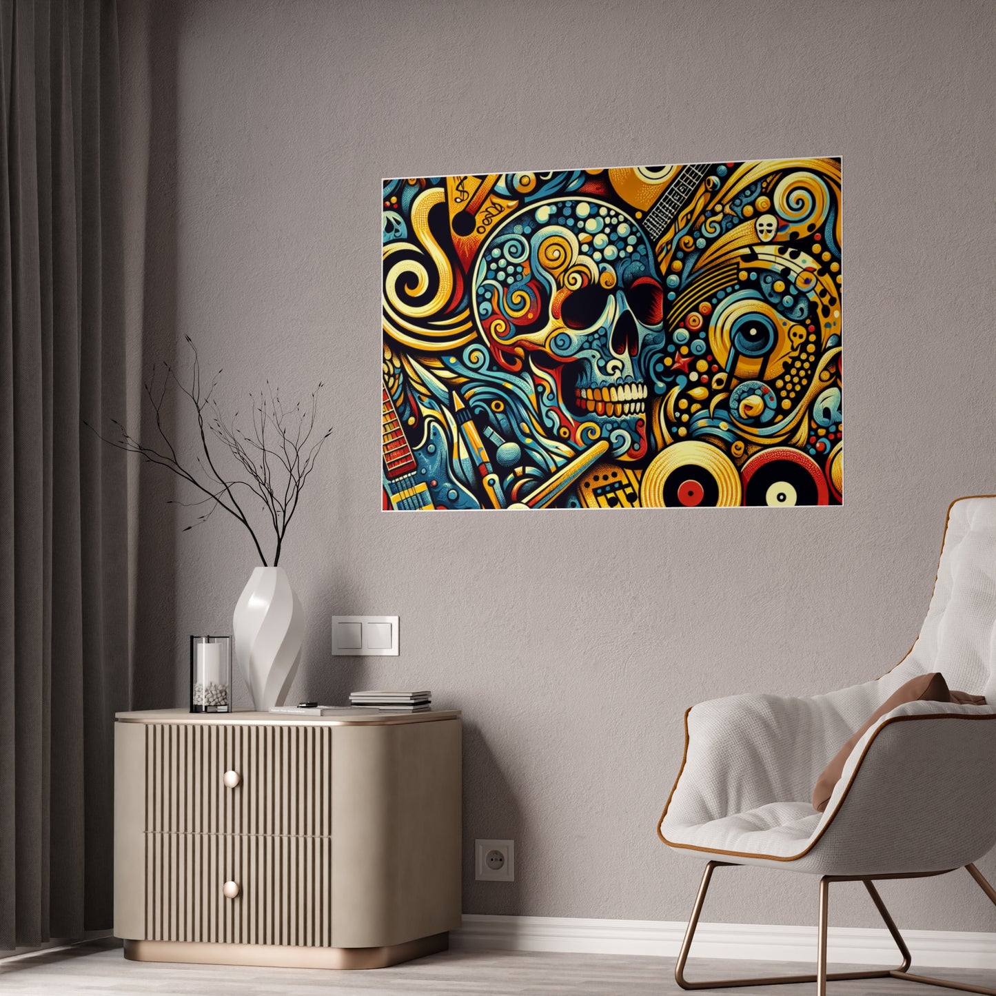Skull Rock N Roll Gloss Posters