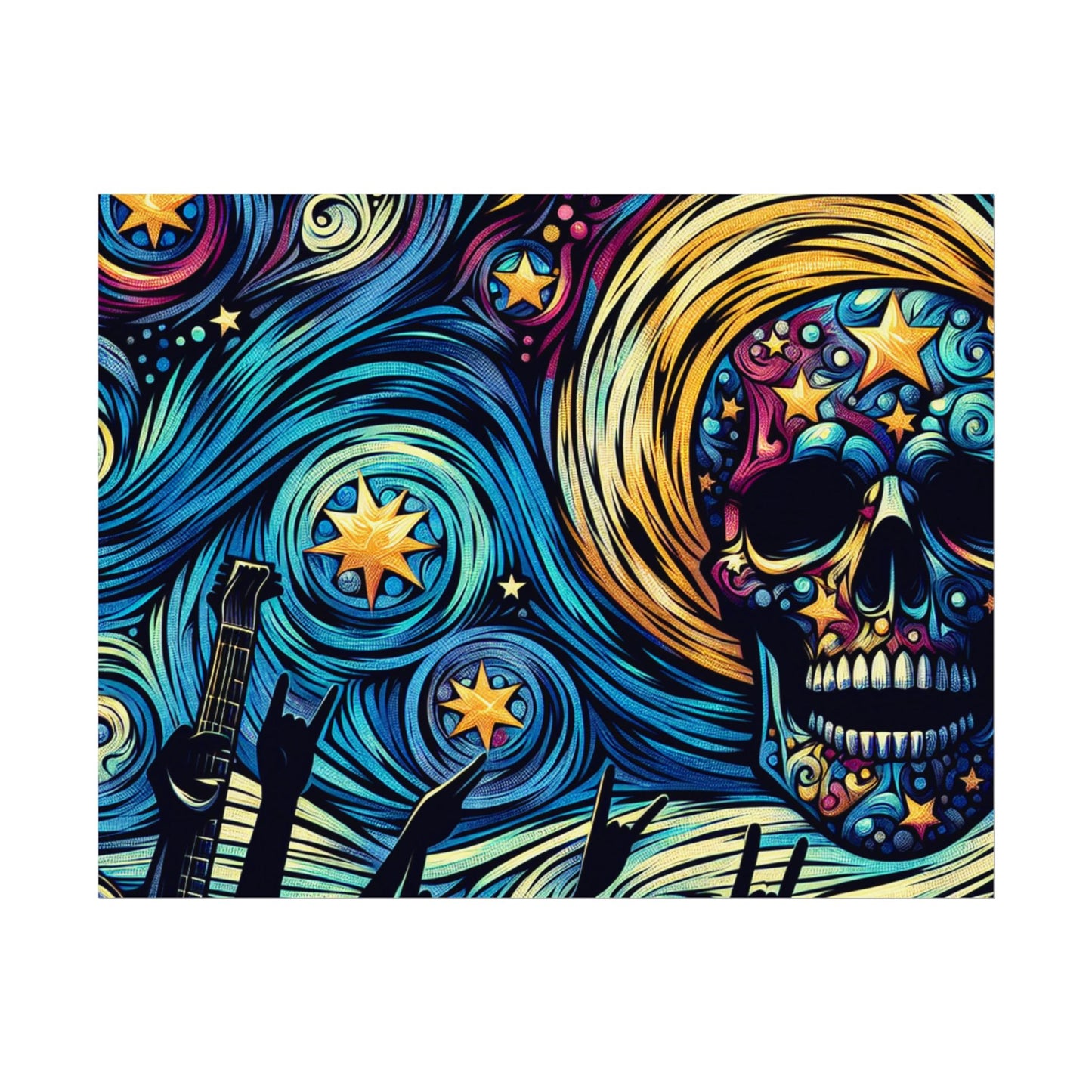 Midnight Rock N Roll Textured Watercolor Matte Posters