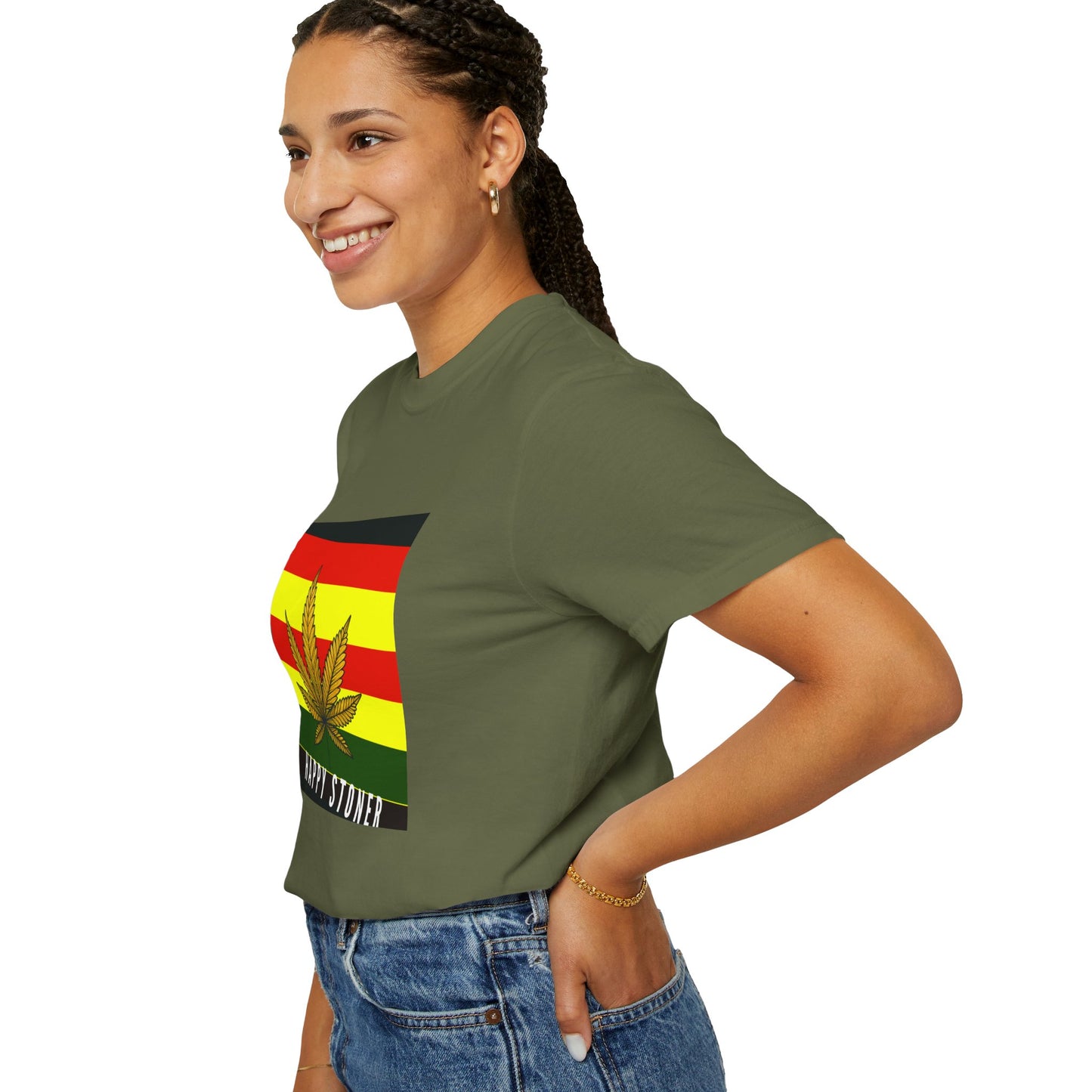 Happy Stoner Unisex Garment-Dyed T-shirt - Chill Vibes for Cannabis Enthusiasts