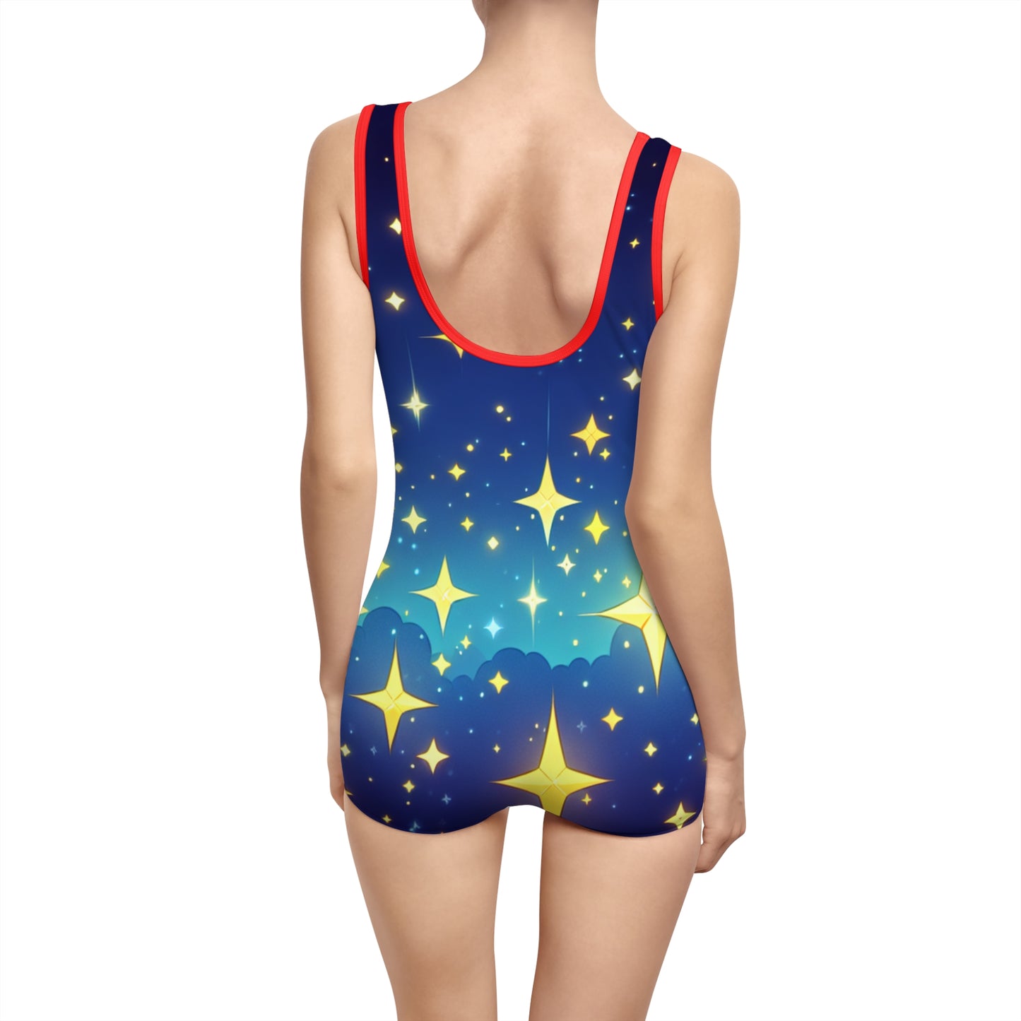 Women's Vintage Starry Night Swimsuit - Retro Style Swimwear for Beach Days