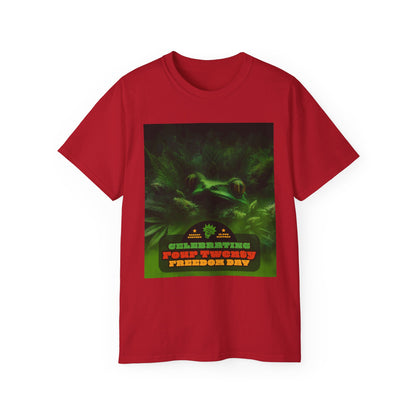 Celebrating 420 Freedom Day Unisex Ultra Cotton Tee, Cannabis T-shirt, 420 Celebration Shirt, Stoner Graphic Tee, Gift for Weed Lovers