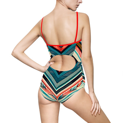 Stylish Geometric Women's One-Piece Swimsuit - Perfect for Beach Days and Summer Fun