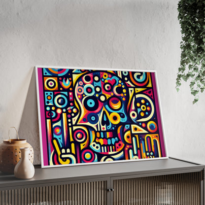Skull Rock N Roll Posters with Wooden Frame