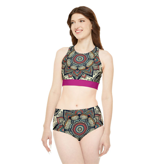 Sporty Bikini Set High-Waisted Full-Coverage Comfortable Swimwear