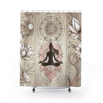 Zen Mandala Shower Curtain - Elegant Yoga & Astrology Design for Tranquil Spaces