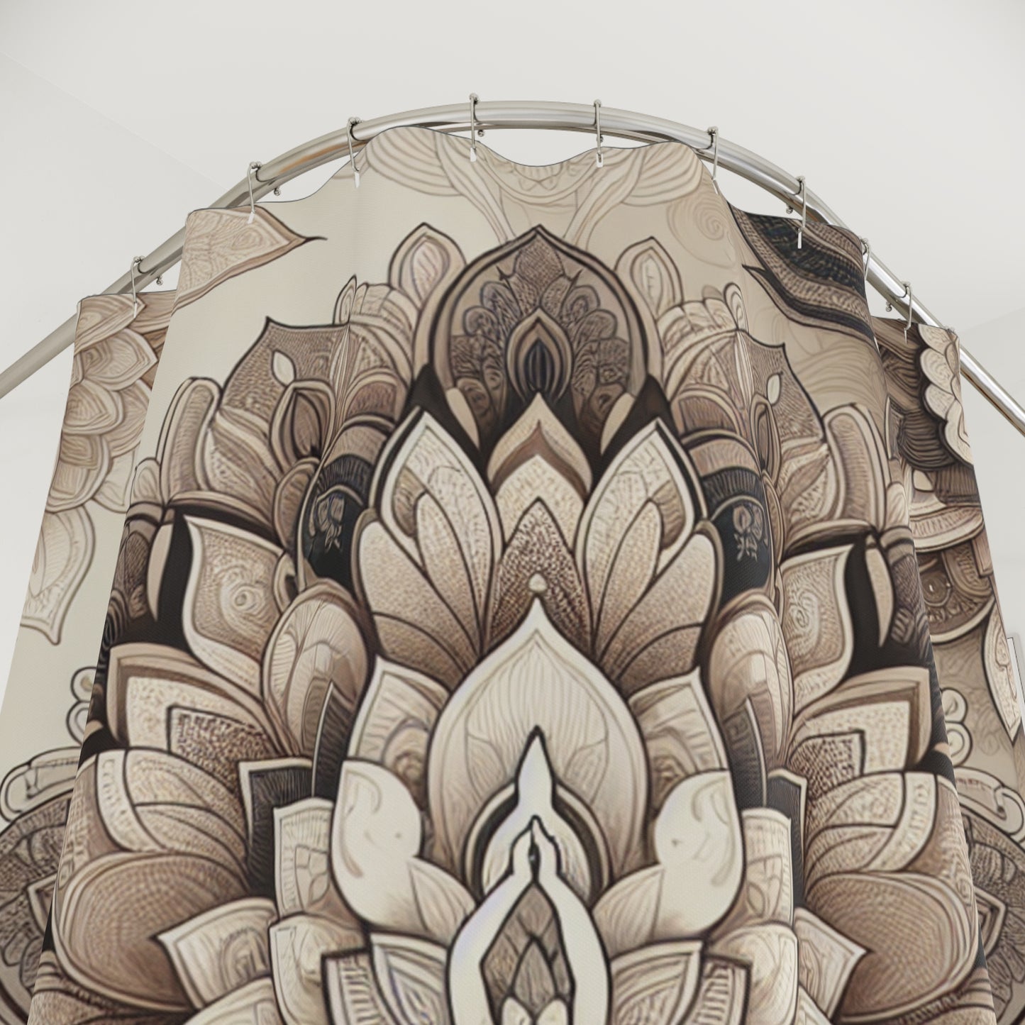 Bohemian Floral Shower Curtain - Elegant Mandala Design for Spa-like Bathroom Decor