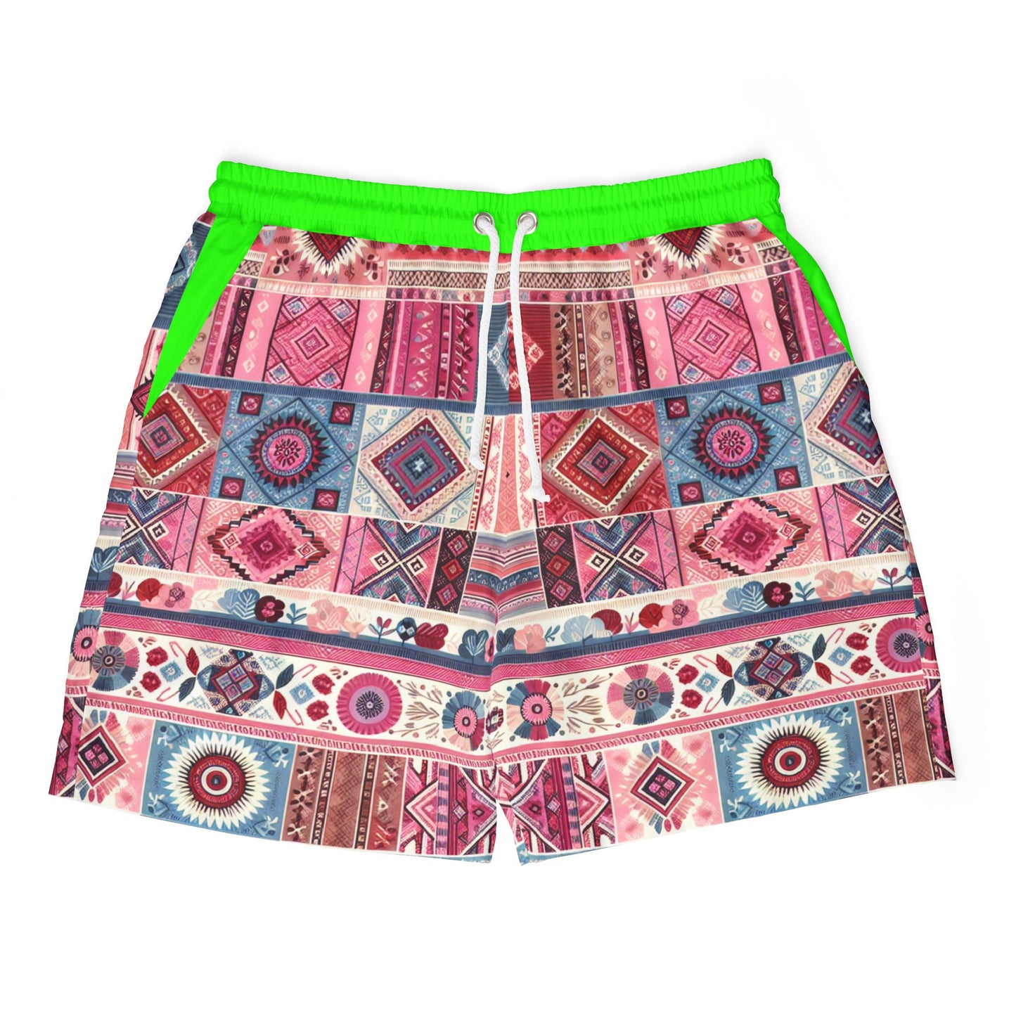 Vibrant Unisex Swim Shorts - Colorful Geometric Patterns for Summer Fun