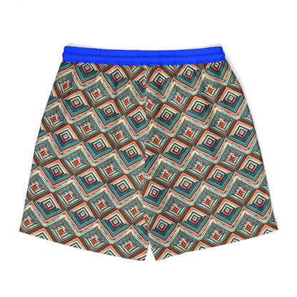Colorful Unisex Swim Shorts with Geometric Design for Summer Fun