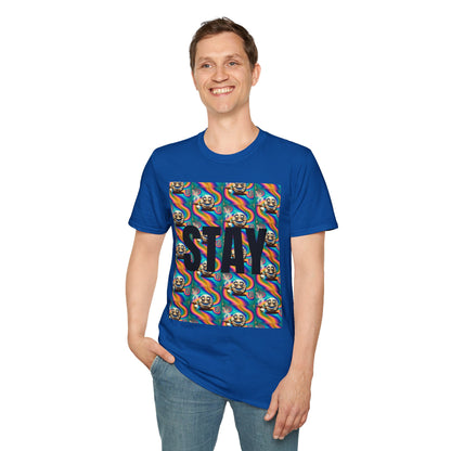 Stay Stoned Unisex Softstyle T-Shirt - Retro Vibe Graphic Tee for Fun Gatherings