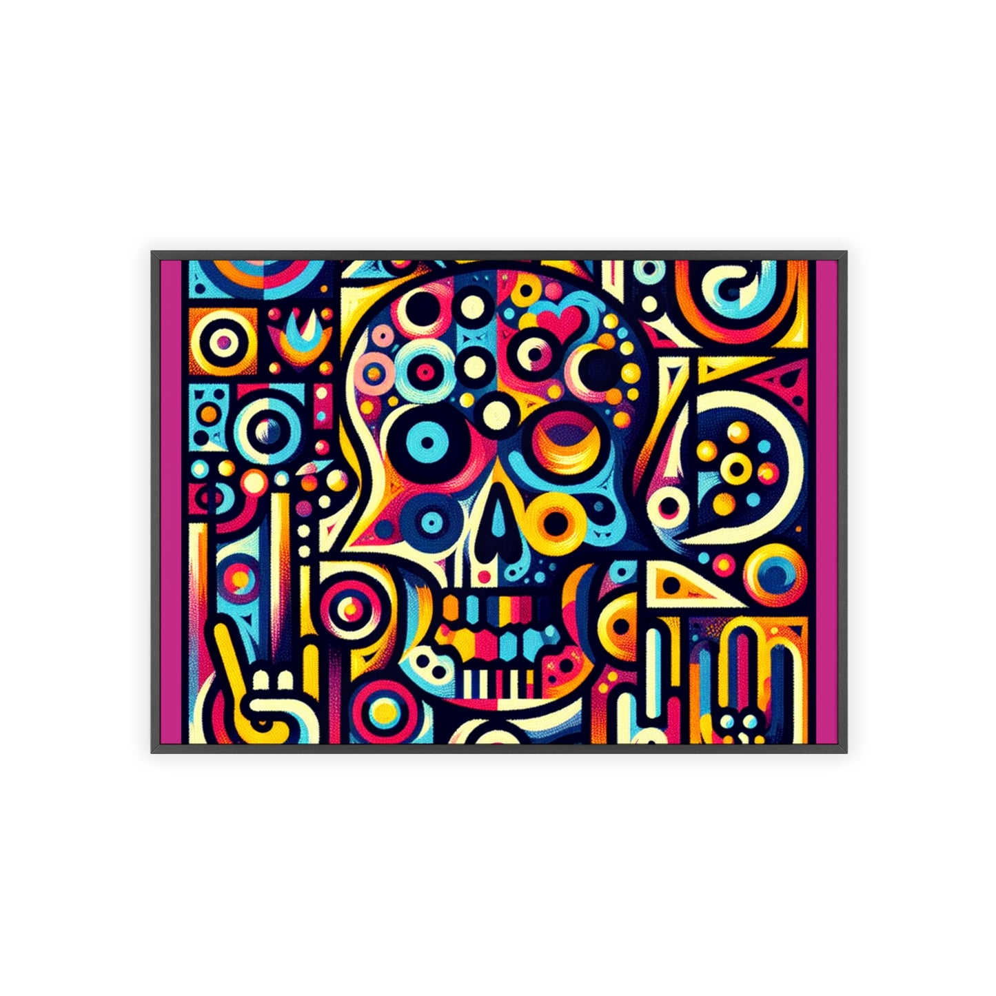 Skull Rock N Roll Posters with Wooden Frame