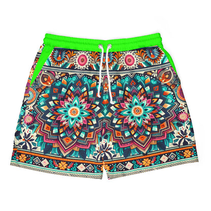 Vibrant Mandala Unisex Swim Shorts - Colorful Beachwear for Summer Fun