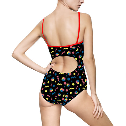 Colorful Geometric Women's One-Piece Swimsuit - Fun & Flirty Summer Swimwear