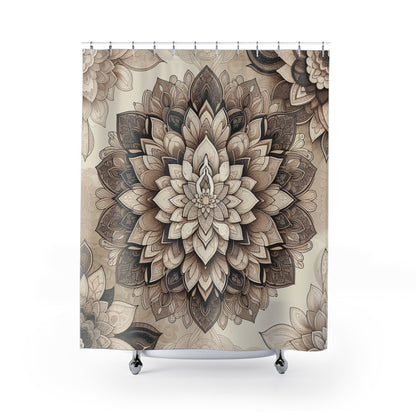 Bohemian Floral Shower Curtain - Elegant Mandala Design for Spa-like Bathroom Decor