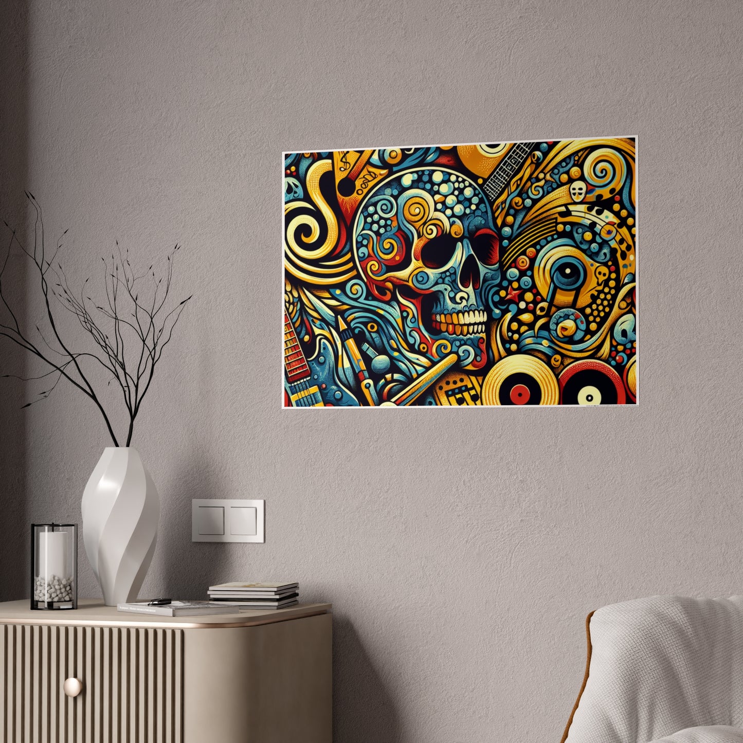 Skull Rock N Roll Gloss Posters