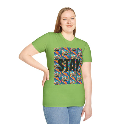 Stay Stoned Unisex Softstyle T-Shirt - Retro Vibe Graphic Tee for Fun Gatherings