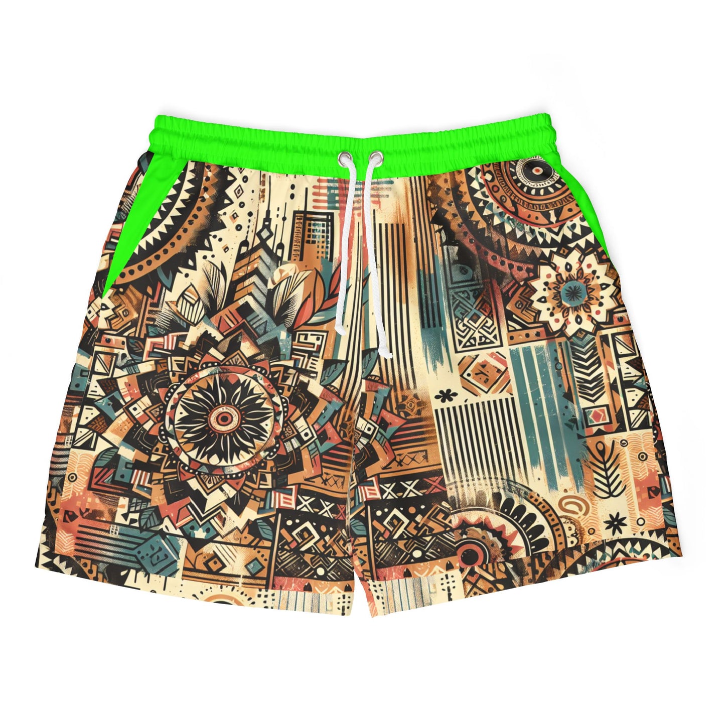 Bohemian Pattern Unisex Swim Shorts - Colorful Beachwear for Summer Adventures