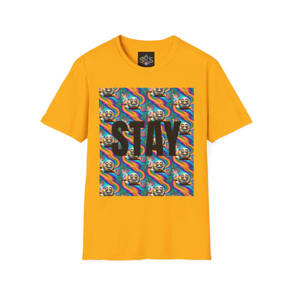 Stay Stoned Unisex Softstyle T-Shirt - Retro Vibe Graphic Tee for Fun Gatherings