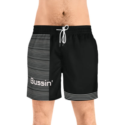 Bussin' Men's Mid-Length Swim Shorts - Stylish Striped Beachwear for Summer Fun