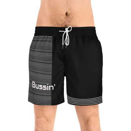 Bussin' Men's Mid-Length Swim Shorts - Stylish Striped Beachwear for Summer Fun
