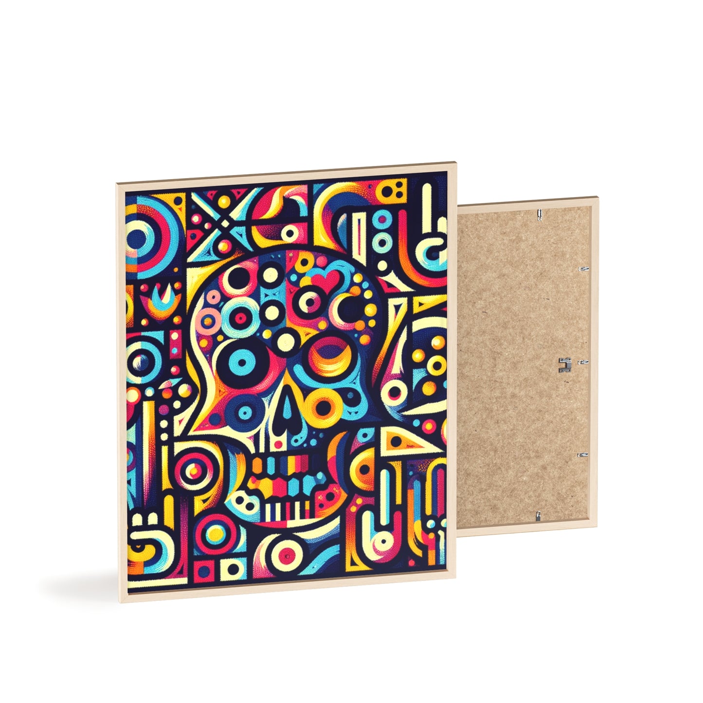 Skull Rock N Roll Posters with Wooden Frame