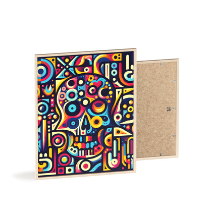 Skull Rock N Roll Posters with Wooden Frame