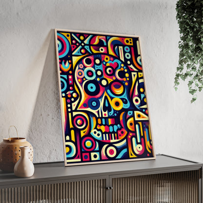 Skull Rock N Roll Posters with Wooden Frame