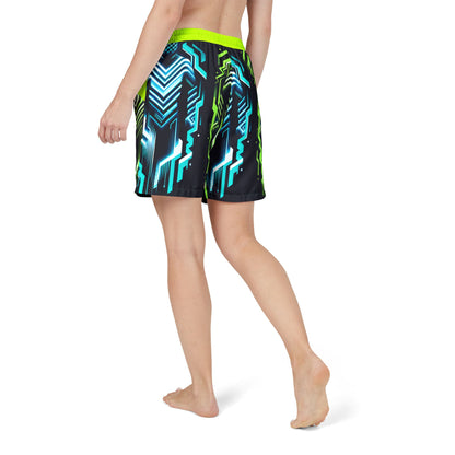 Neon Geometric Unisex Swim Shorts - Vibrant Beachwear for Summer Fun