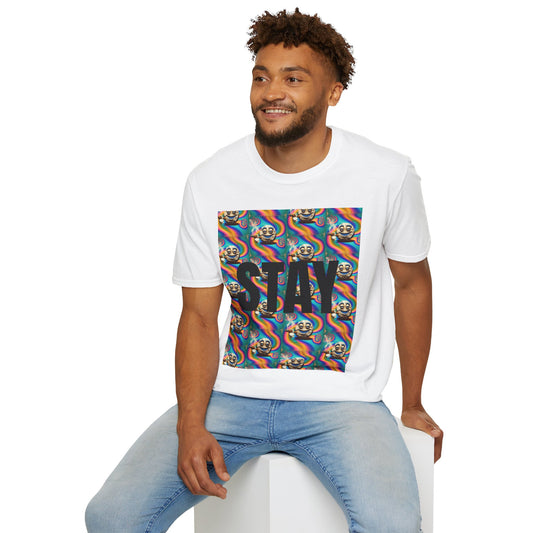 Stay Stoned Unisex Softstyle T-Shirt - Retro Vibe Graphic Tee for Fun Gatherings