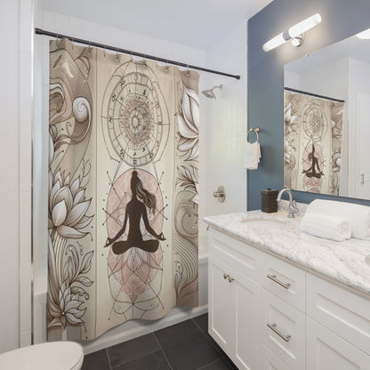 Zen Mandala Shower Curtain - Elegant Yoga & Astrology Design for Tranquil Spaces