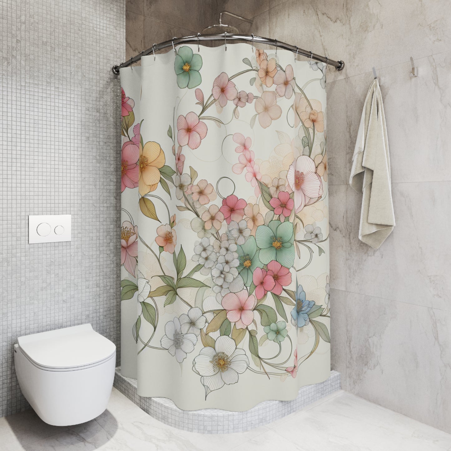 Floral Elegance Shower Curtain - Vibrant Botanical Design for Bathroom Décor