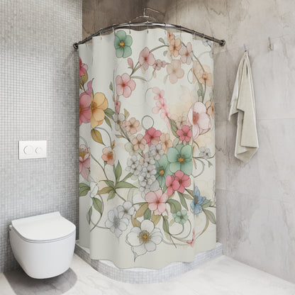 Floral Elegance Shower Curtain - Vibrant Botanical Design for Bathroom Décor