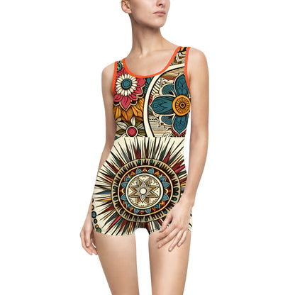 Boho Floral Vintage Women&#039;s Swimsuit - Retro Chic Swimwear