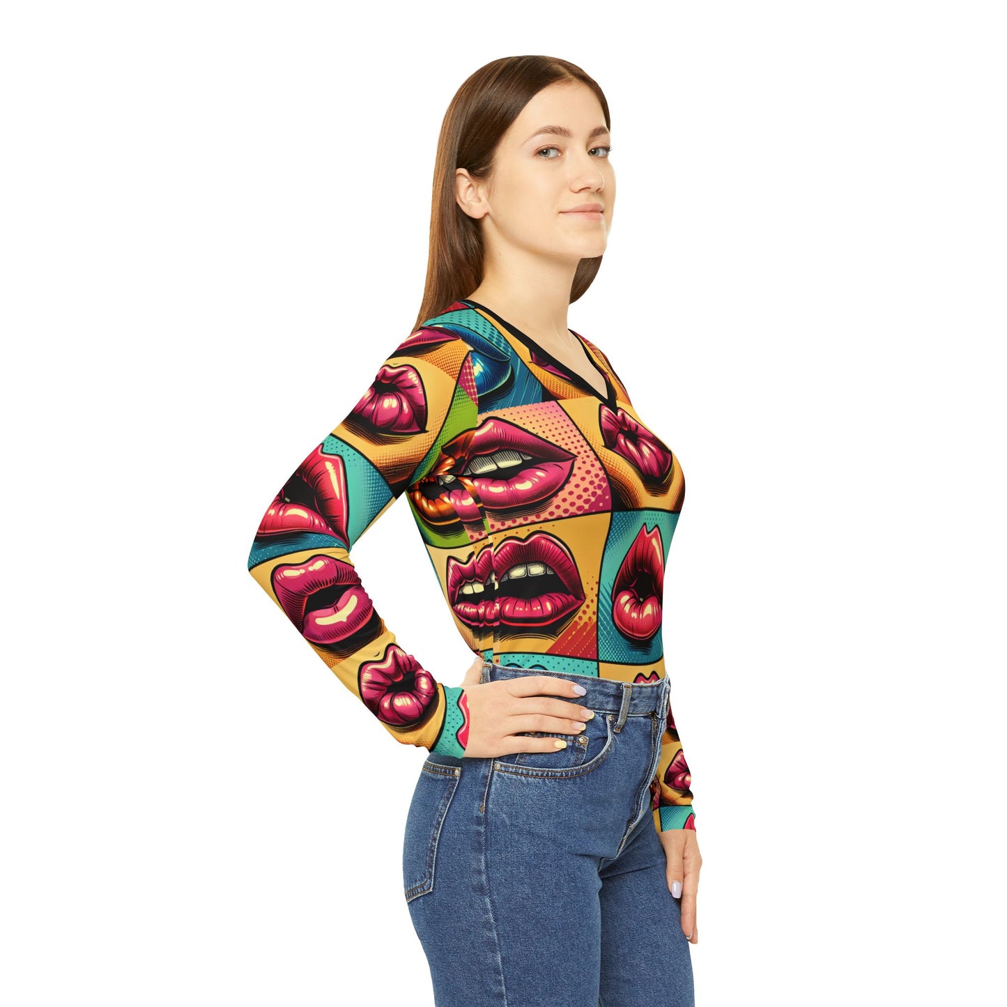 Women's Long Sleeve V-neck Shirt (AOP)