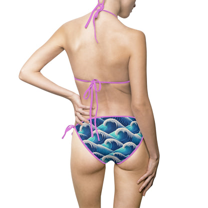 Wave Pattern Women's Bikini Swimsuit - Perfect for Beach Days and Summer Vibes