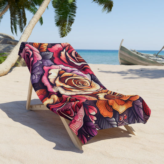 Custom Beach Towel with Polyester Facing and Cotton Loop Backing