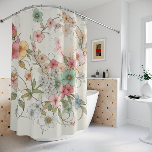 Floral Elegance Shower Curtain - Vibrant Botanical Design for Bathroom Décor